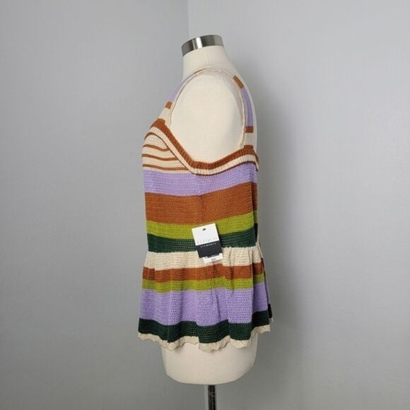 ELOQUII Elements Plus Size Boho Crochet Stripe Peplum Top Size 18/20 - Picture 10 of 13